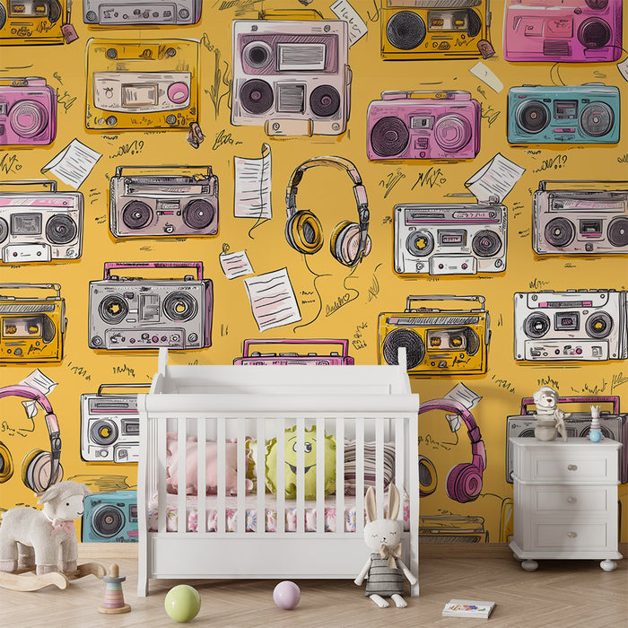 Retro cassette wallpaper | Colorful vintage design