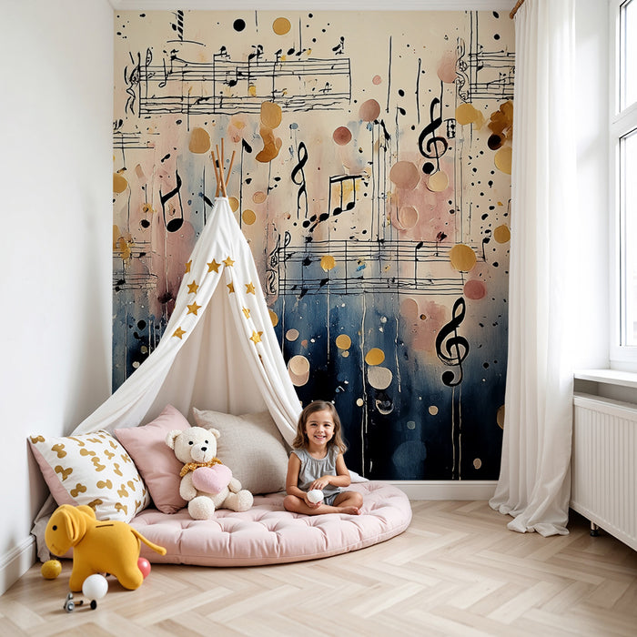 Tapet barnerom | Fargerik melodi og musikknoter