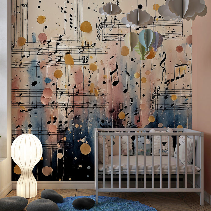 Tapet barnerom | Fargerik melodi og musikknoter