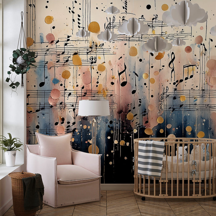 Tapet barnerom | Fargerik melodi og musikknoter