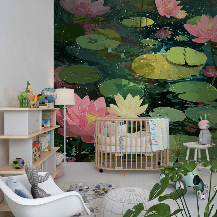 Papel de parede criança | Nenúfares e flores de lótus