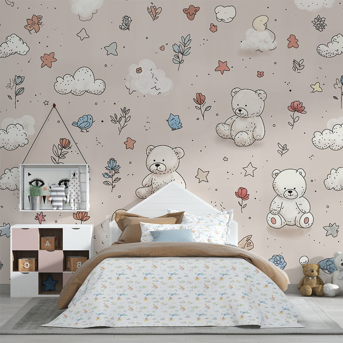 Teddy bear wallpaper | Childlike and sweet design