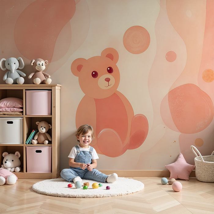 Tapeta s medvedíkom | Jemné pastelové farby pre detskú izbu