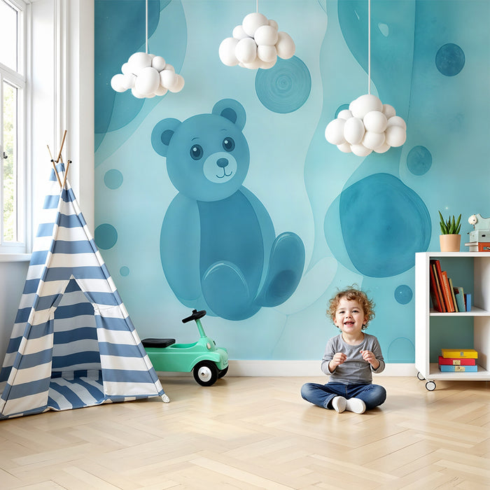 Papier za zid apstraktni | Medvjed u pastelno plavoj boji
