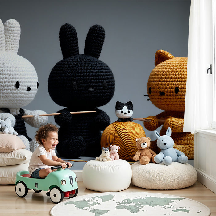 Papier peint chambre enfant | Peluches crochet et amis animaux