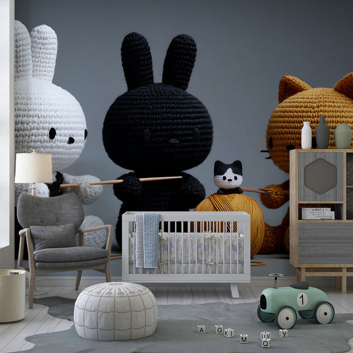 Papier peint chambre enfant | Peluches crochet et amis animaux