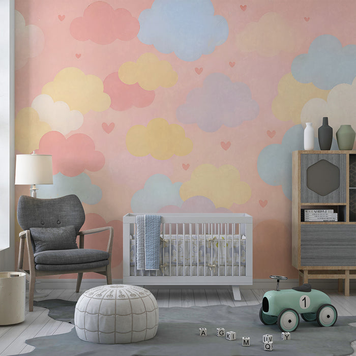 Skyet pastel tapet | Blød og drømmende stemning