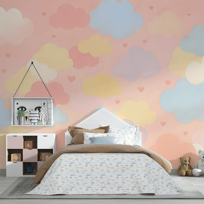 Skyet pastel tapet | Blød og drømmende stemning