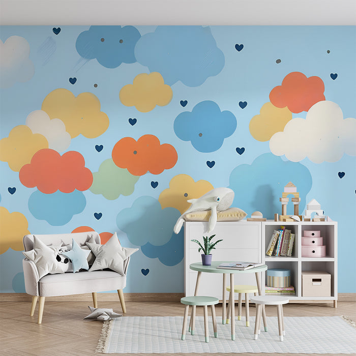Børneværelse tapet skyer | Farverigt design til børneværelse