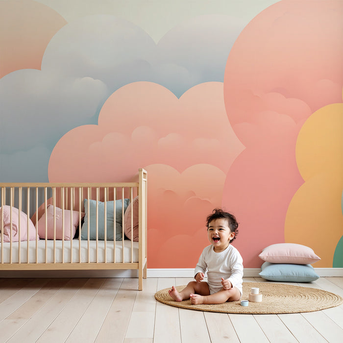 Gyermekszoba tapéta | Színes pasztellfelhők
