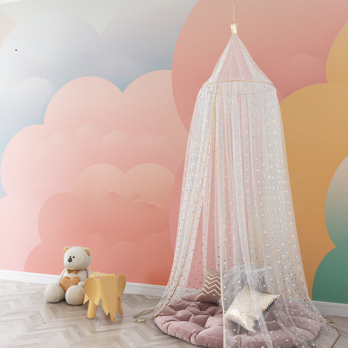 Gyermekszoba tapéta | Színes pasztellfelhők