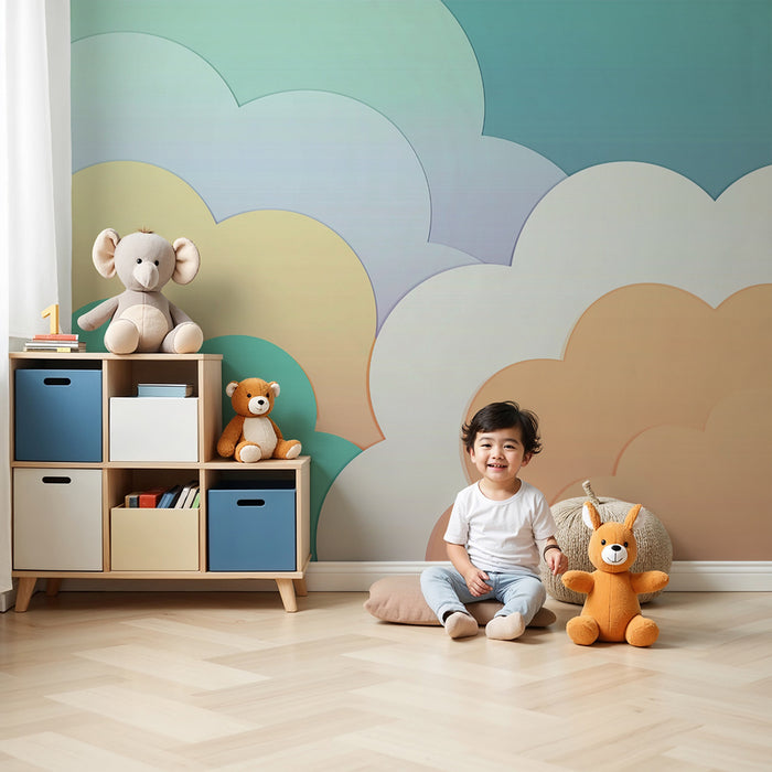 Nursery room wallpaper | Soft pastel clouds