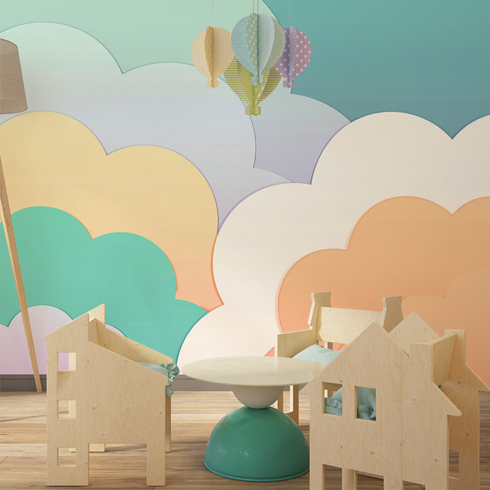 Nursery room wallpaper | Soft pastel clouds