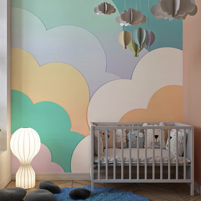 Nursery room wallpaper | Soft pastel clouds
