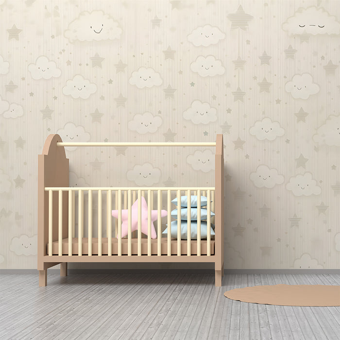 Tapety dla dzieci | Uśmiechnięte chmury i gwiazdy