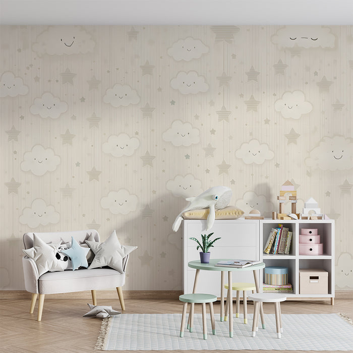 Tapety dla dzieci | Uśmiechnięte chmury i gwiazdy