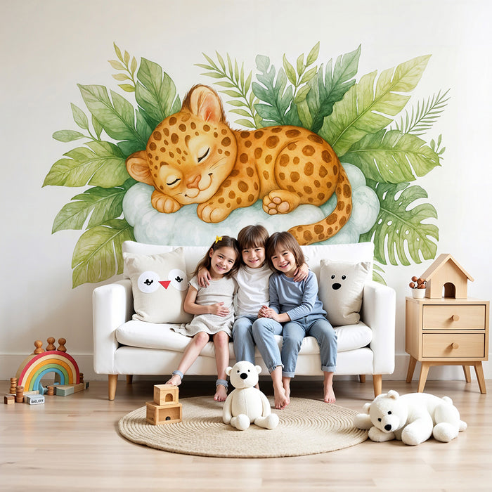 Tapeta so spiacim zvieraťom | Bébé pantera na oblaku