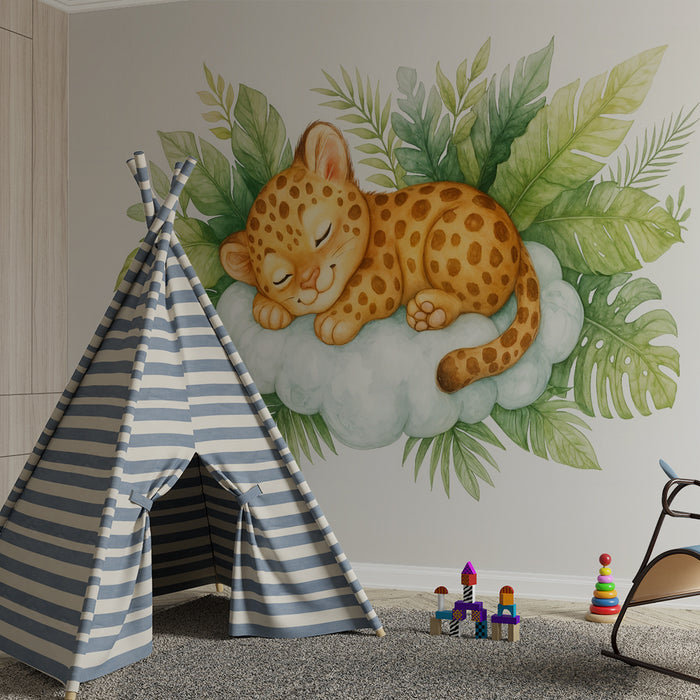 Tapeta so spiacim zvieraťom | Bébé pantera na oblaku