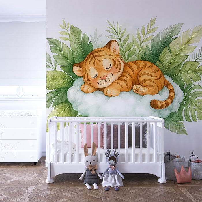 Tiger sovende tapet | Sødt og beroligende design