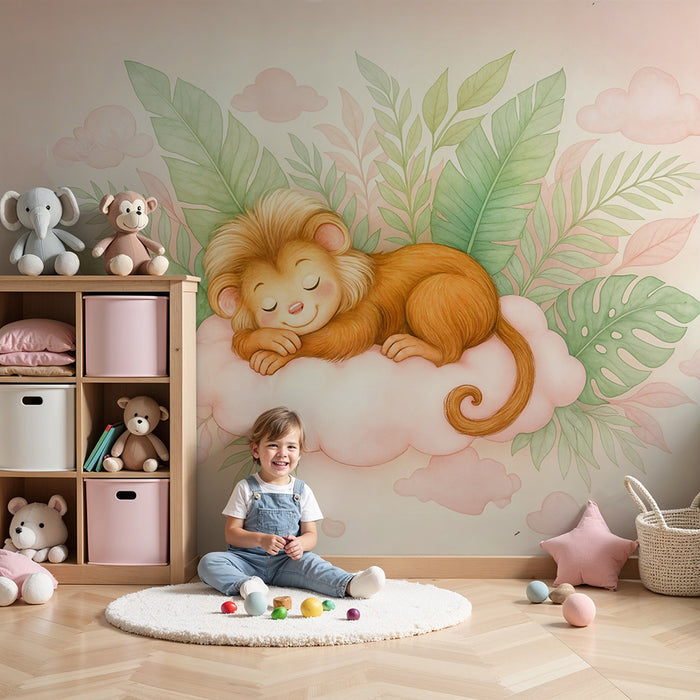 Papier peint lionceau doux | Décoration murale pour chambre d'enfant
