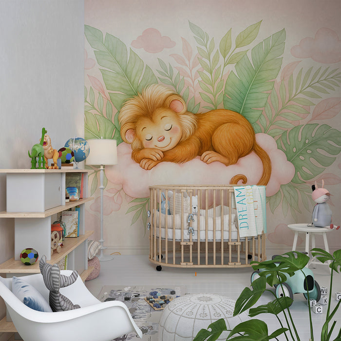 Papier peint lionceau doux | Décoration murale pour chambre d'enfant