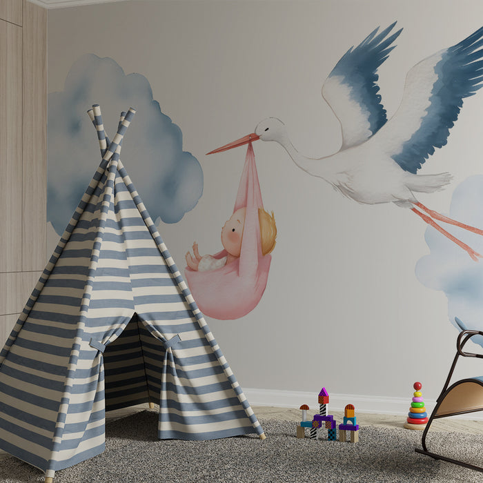 Lastenhuoneen tapetti | Sorsa ja pehmeät pilvet