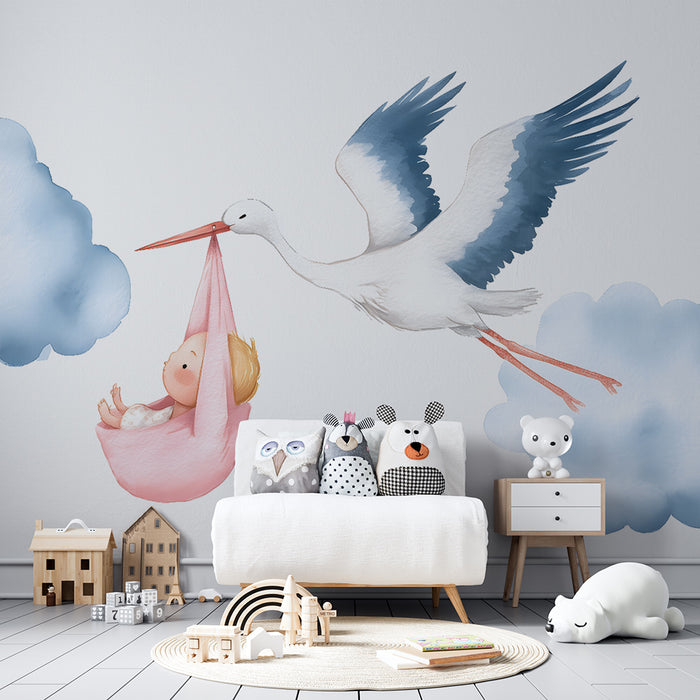 Lastenhuoneen tapetti | Sorsa ja pehmeät pilvet