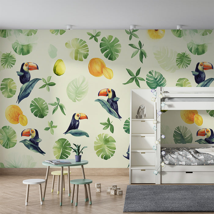 Barntapet | Tropiska tukaner och exotiska blad