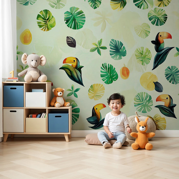 Barntapet | Tropiska tukaner och gröna blad