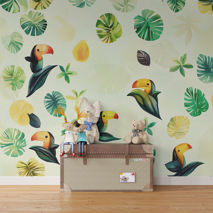 Barntapet | Tropiska tukaner och gröna blad
