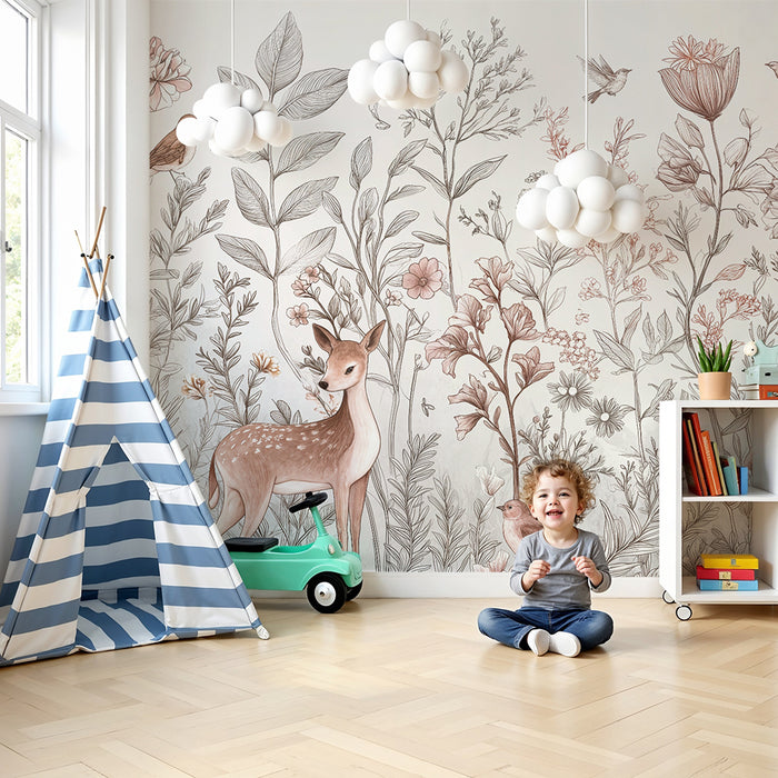 Papier peint faune et flore | Beiges et pastels