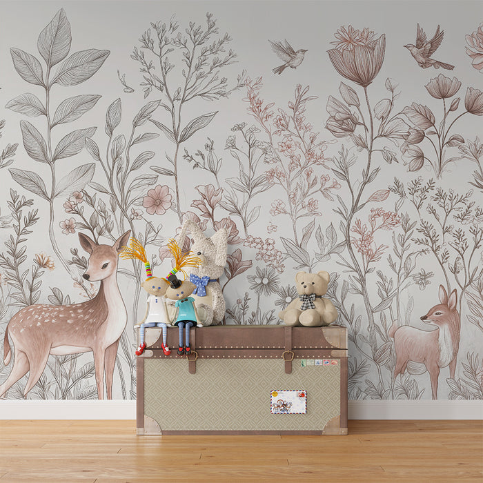 Papier peint faune et flore | Beiges et pastels