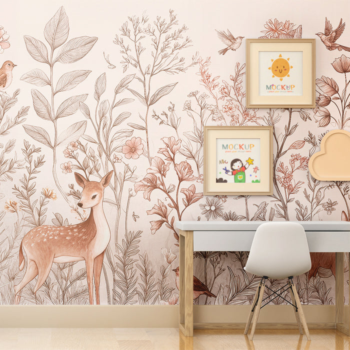 Papier peint faune et flore | Beiges et pastels