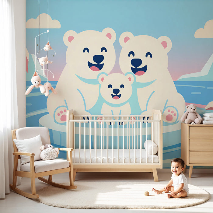 Papier peint chambre bébé | Ours polaires adorables