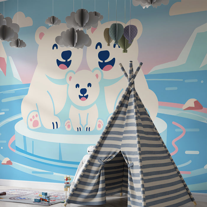 Papier peint chambre bébé | Ours polaires adorables