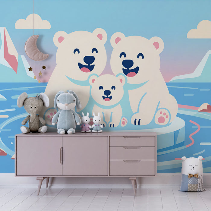 Papier peint chambre bébé | Ours polaires adorables