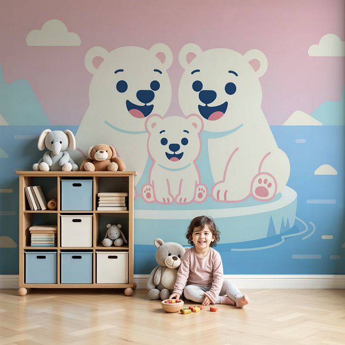 Papier peint chambre enfant | Ours polaires joyeux