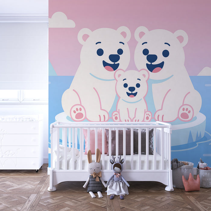 Papier peint chambre enfant | Ours polaires joyeux