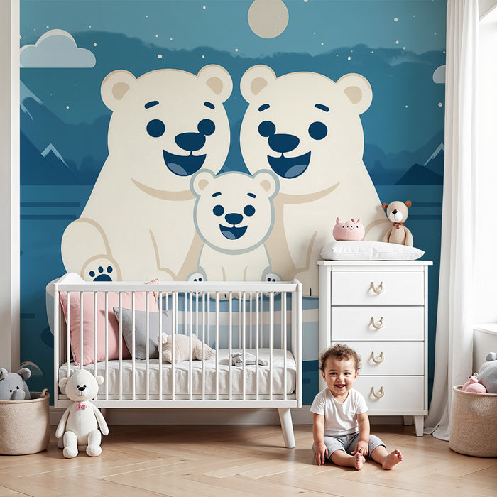 Nursery room wallpaper | Polar bears on the ice floe