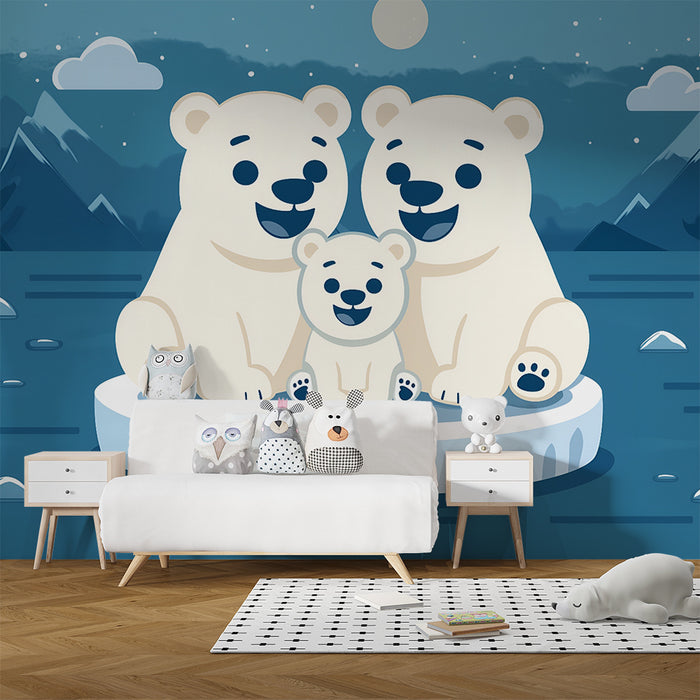 Nursery room wallpaper | Polar bears on the ice floe