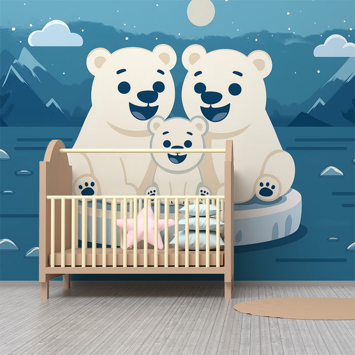 Nursery room wallpaper | Polar bears on the ice floe