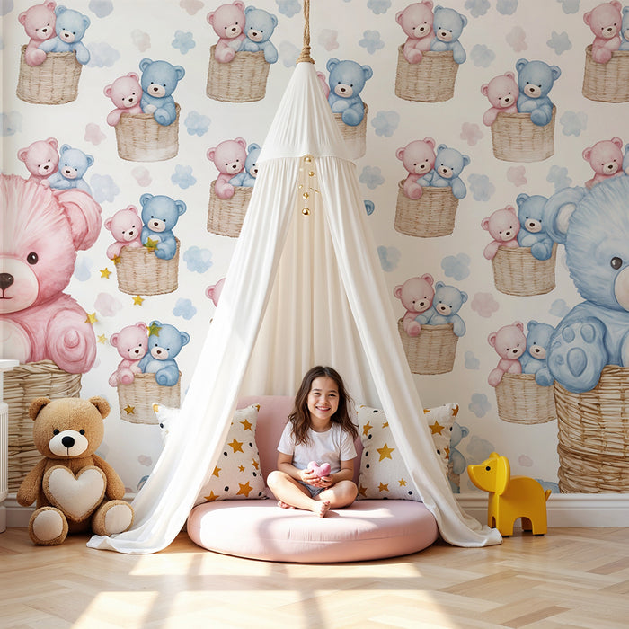 Tapeta s medvedíkmi | Pastelová jemnosť