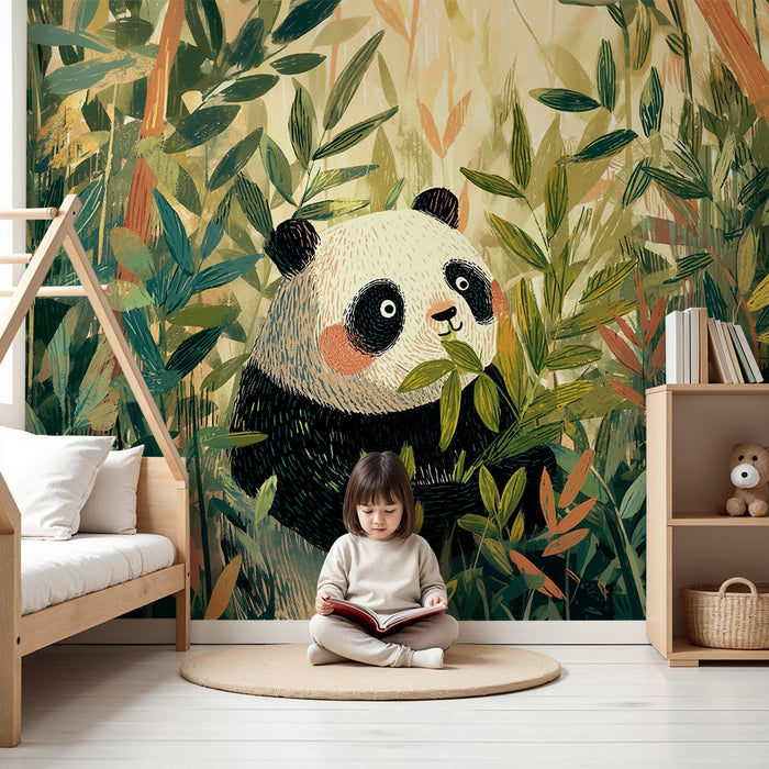 Papier peint chambre enfant | Panda dans la jungle
