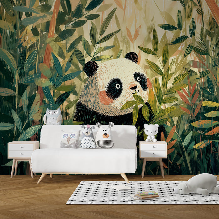Papier peint chambre enfant | Panda dans la jungle
