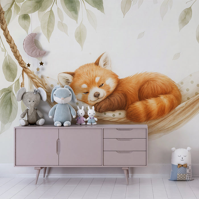 Papier peint panda roux | Illustration adorable