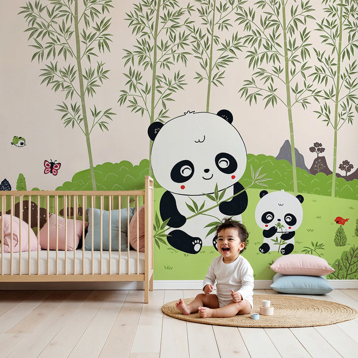 Cute panda wallpaper | Bamboo and nature scene