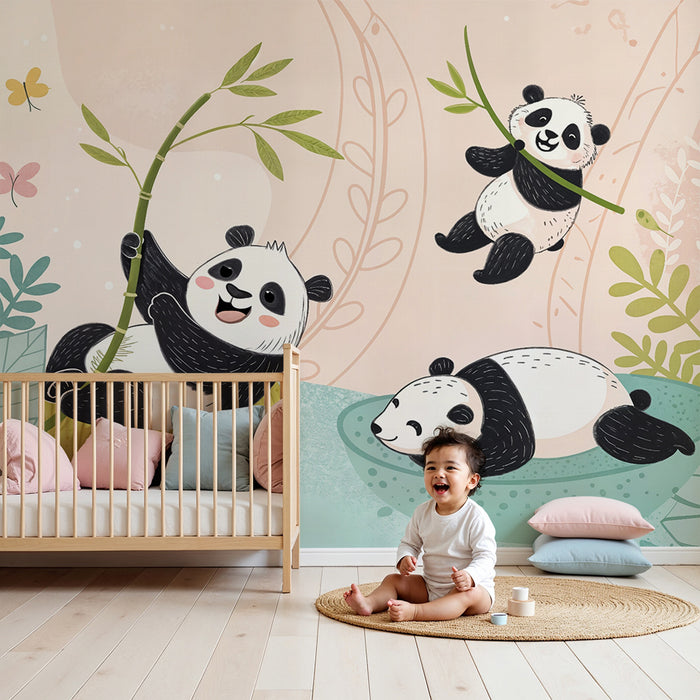 Panda wall wallpaper | Joyful children's decoration