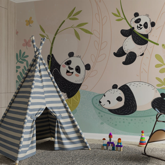 Panda wall wallpaper | Joyful children's decoration