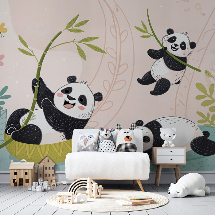 Panda wall wallpaper | Joyful children's decoration
