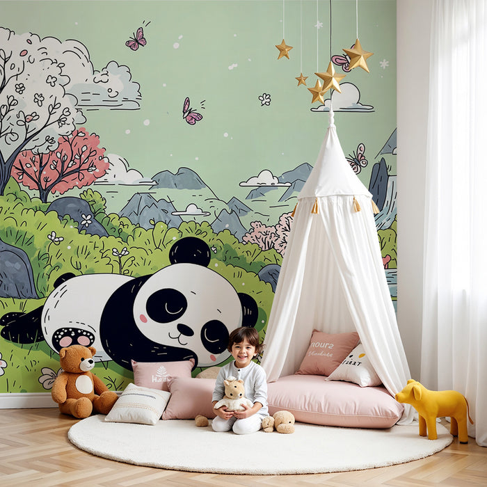 Tapeta s pandami | Scéna kúzelného prírodného prostredia